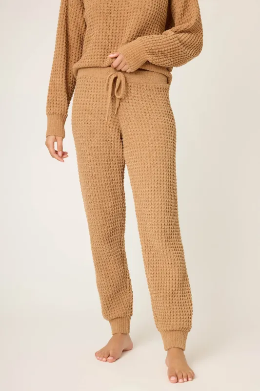 Chenille Waffle Caramel Banded Pants sold by P.J. Salvage