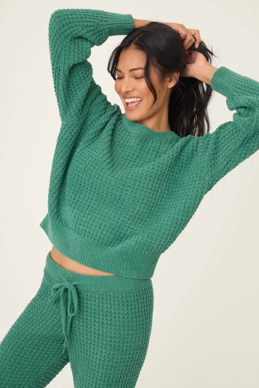 Chenille Waffle Long Sleeve Forest Top sold by P.J. Salvage