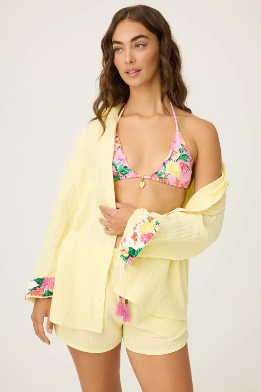 Yellow Stripe Long Sleeve Cotton Gauze Top sold by P.J. Salvage