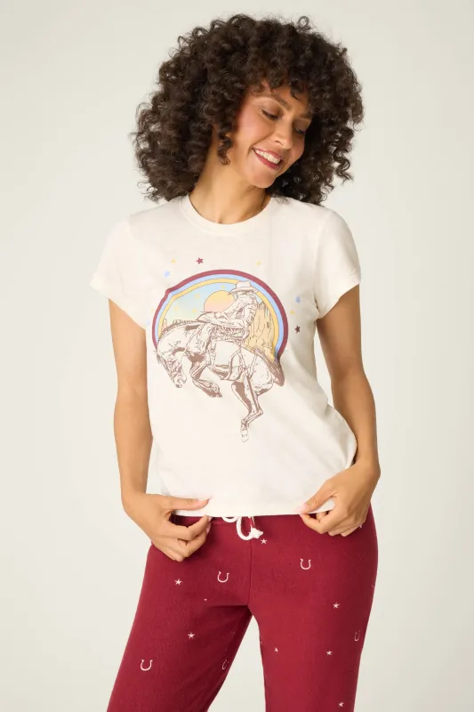 Hold Your Horses Cowgirl Graphic T-Shirt made by P.J. Salvage