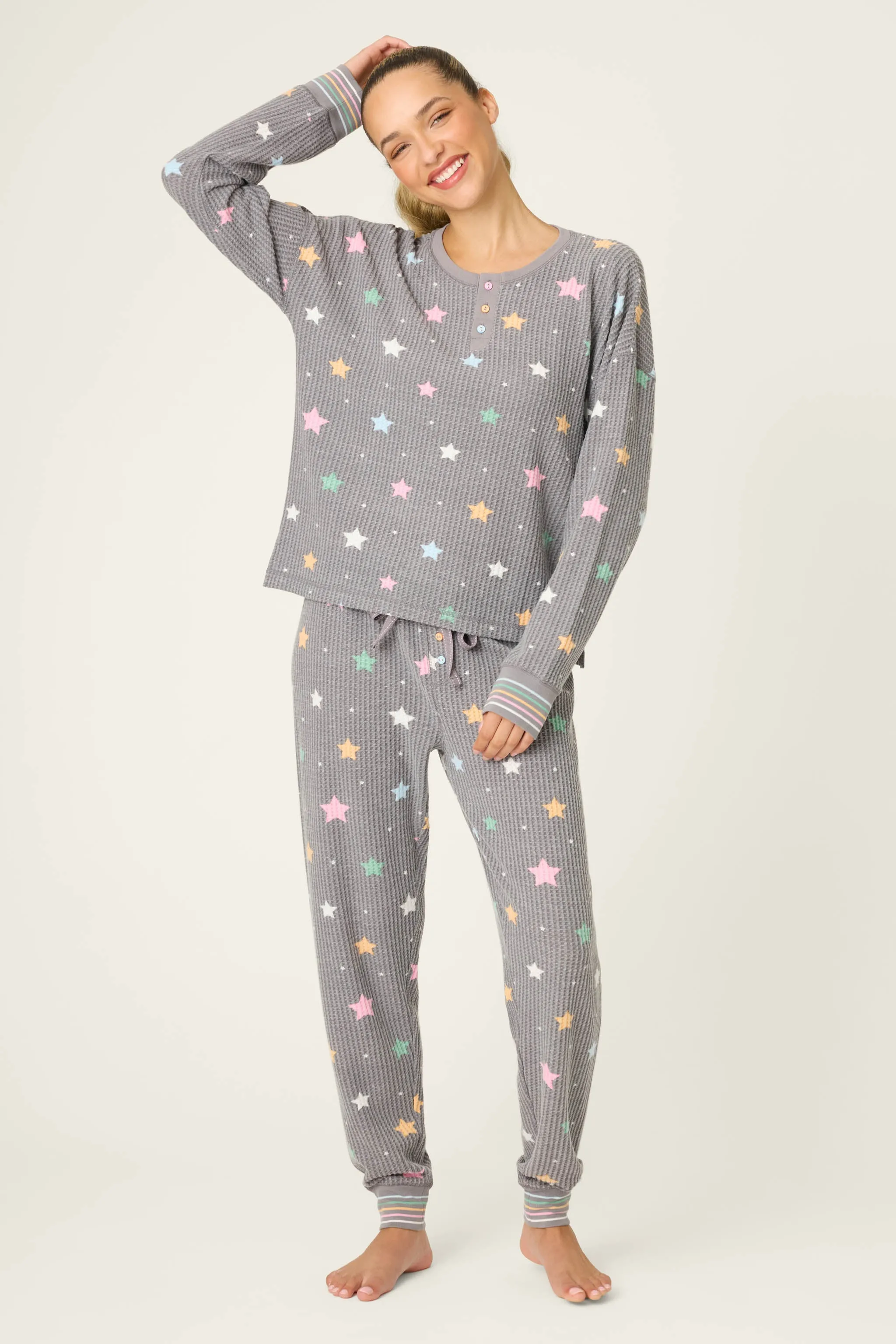 Ski Jammie Classics Starlight Starbright Charcoal PJ Set sold by P.J. Salvage