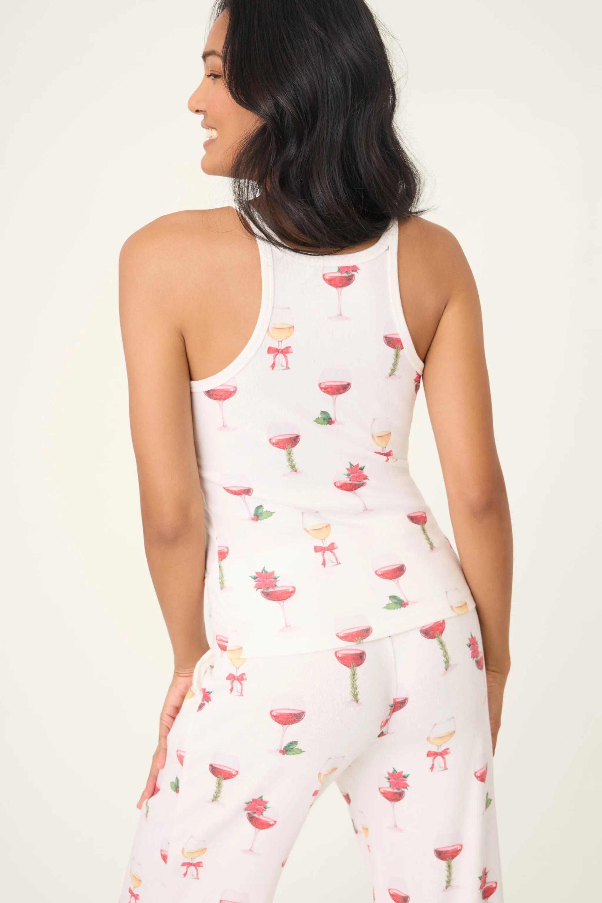 Let's Get Toasty Holiday Wine Print Tank Top sold by P.J. Salvage product image thumbnail 4