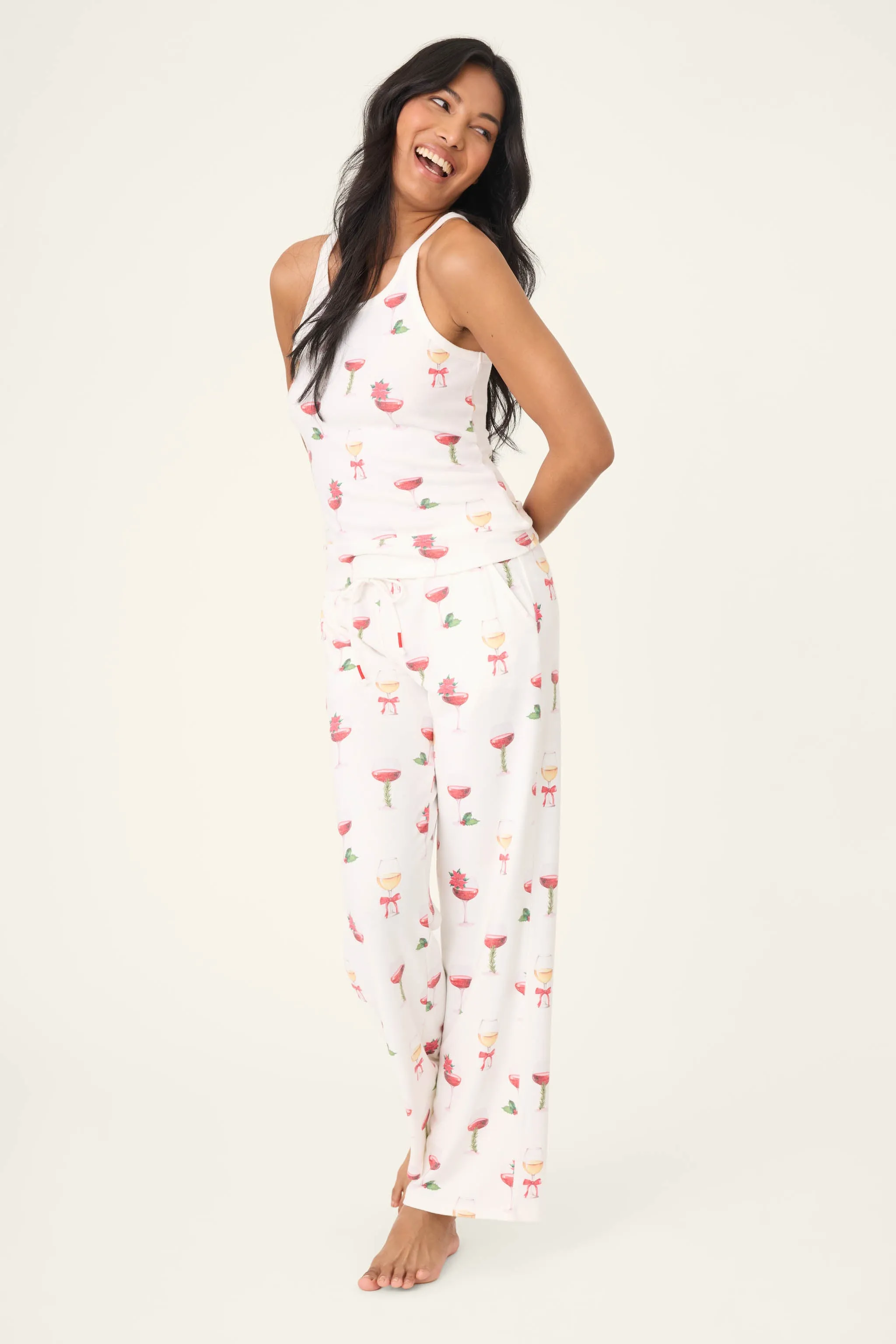 Let's Get Toasty Holiday Wine Print Tank Top sold by P.J. Salvage product image thumbnail 3