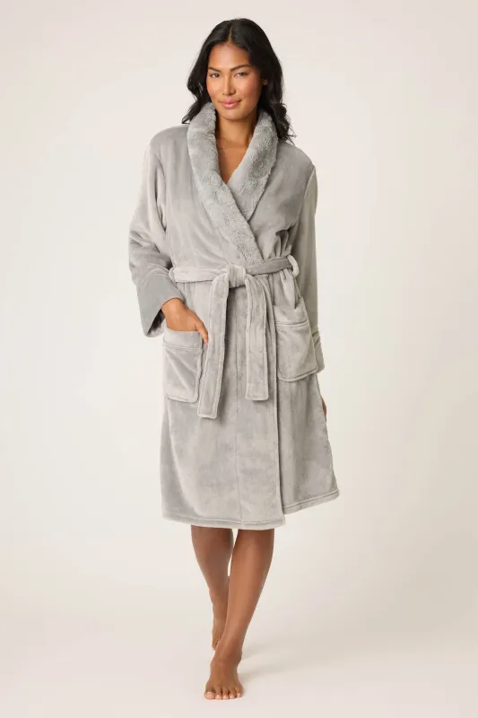 Luxe Plush Solid Frost Gray Robe sold by P.J. Salvage