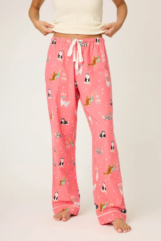 Let's Get Fizzical Cat Print Flannel Pants sold by P.J. Salvage