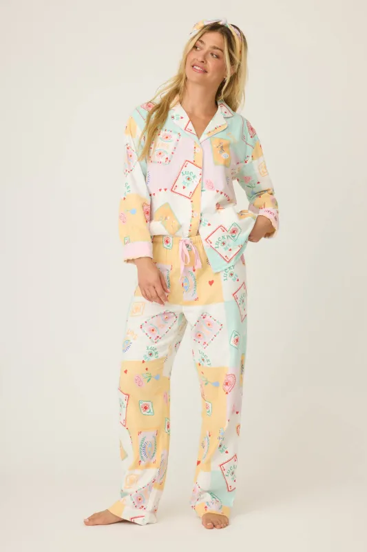Lucky Me Tarot Card Print 3-Piece Flannel PJ Set sold by P.J. Salvage