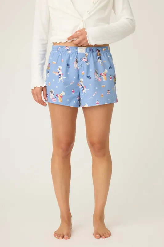 Baked Woof Love Dog Print Flannel Shorts sold by P.J. Salvage