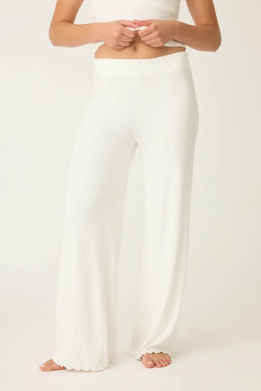 Pointelle Essentials Solid Ivory Open Leg Pant sold by P.J. Salvage