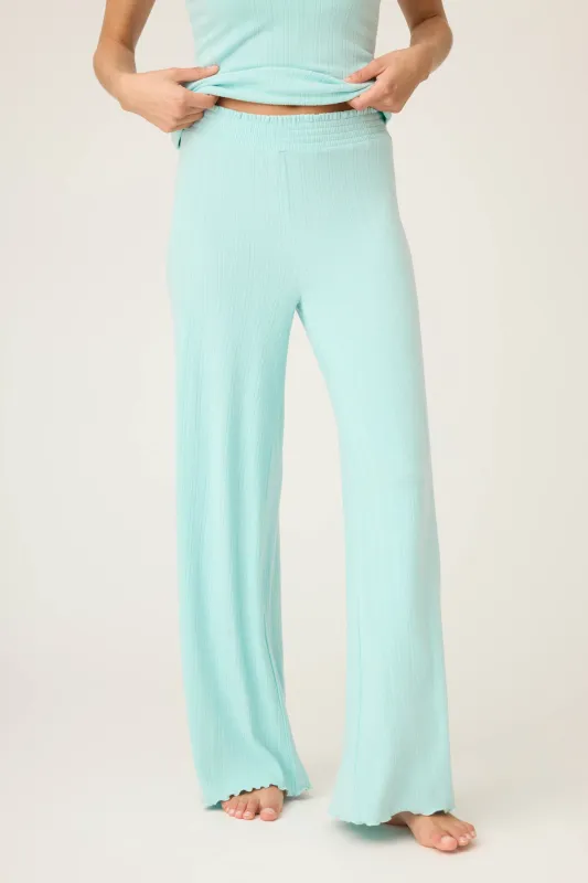 Pointelle Essentials Solid Mint Open Leg Pant sold by P.J. Salvage