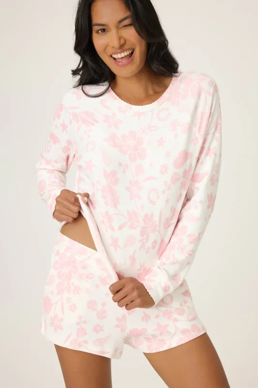 Wild Flower Western Print Pointelle Long Sleeve Top made by P.J. Salvage