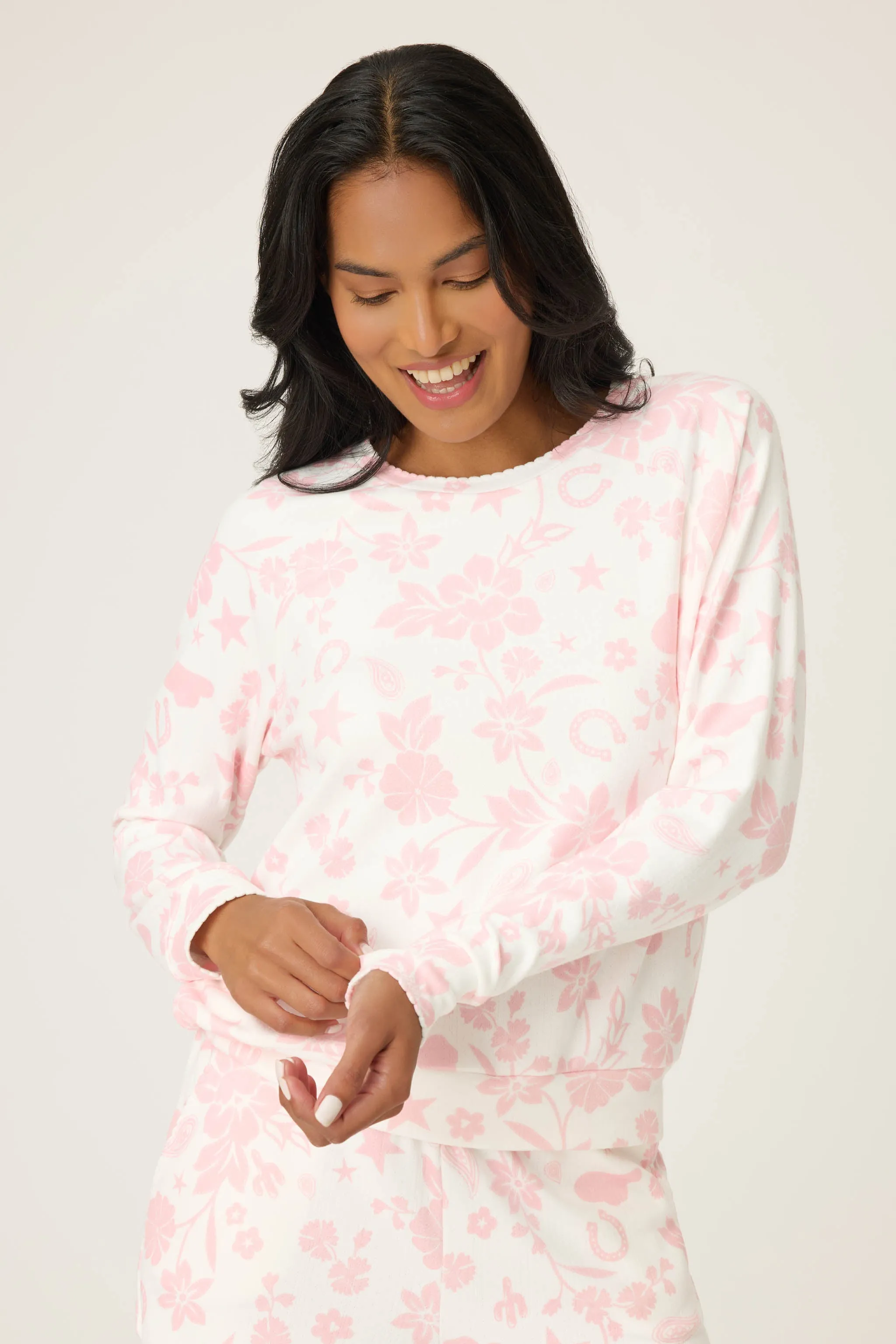 Wild Flower Western Print Pointelle Long Sleeve Top sold by P.J. Salvage product image thumbnail 3