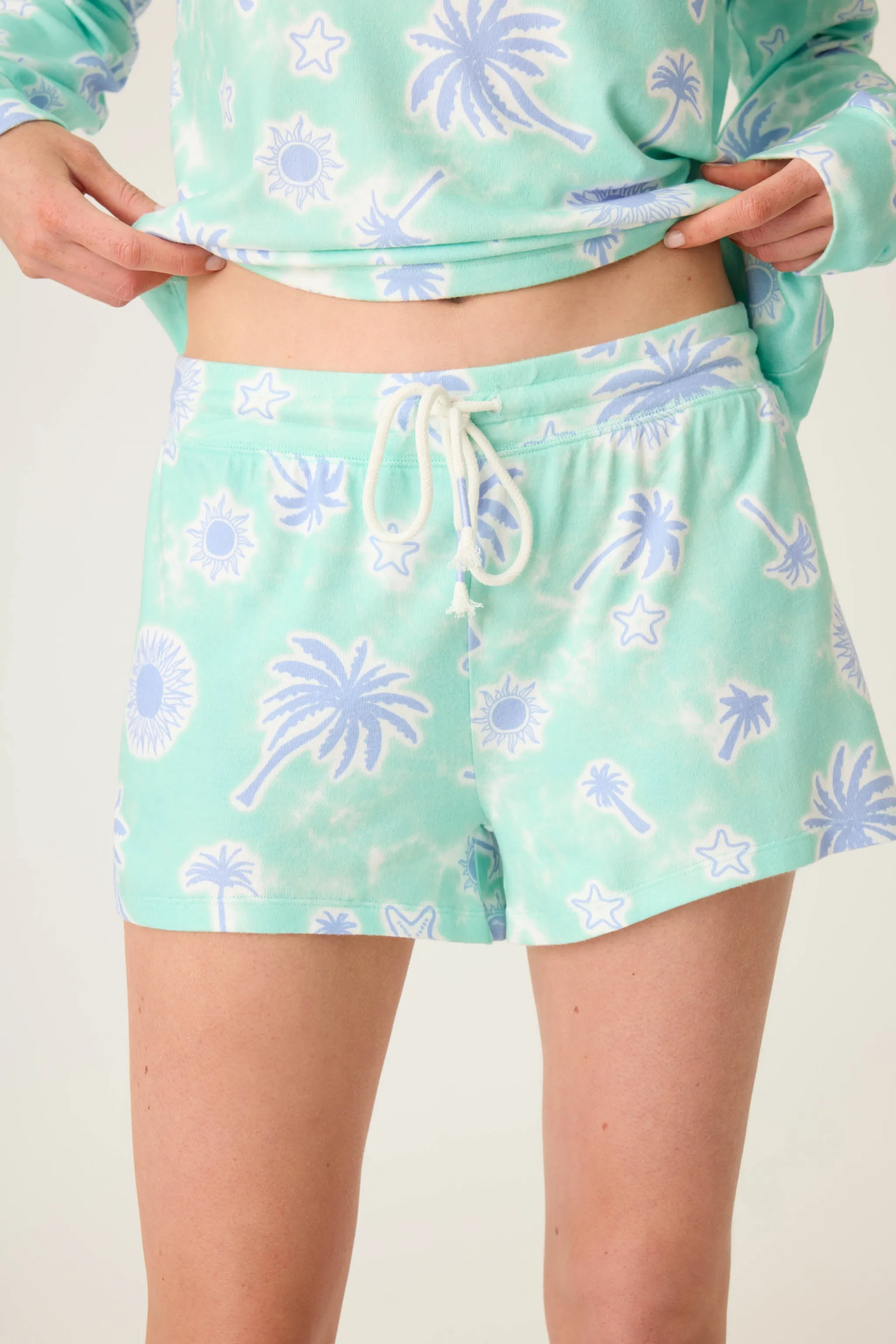 Vacay Vibes Palm Print Shorts sold by P.J. Salvage