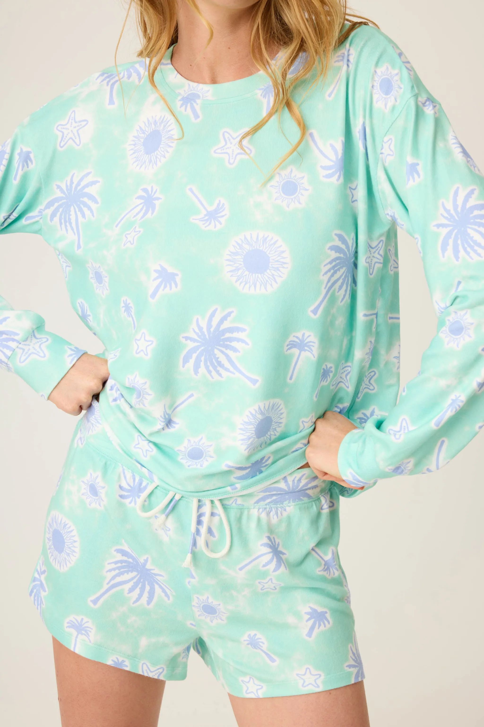 Vacay Vibes Palm Print Long Sleeve Top sold by P.J. Salvage product image thumbnail 4