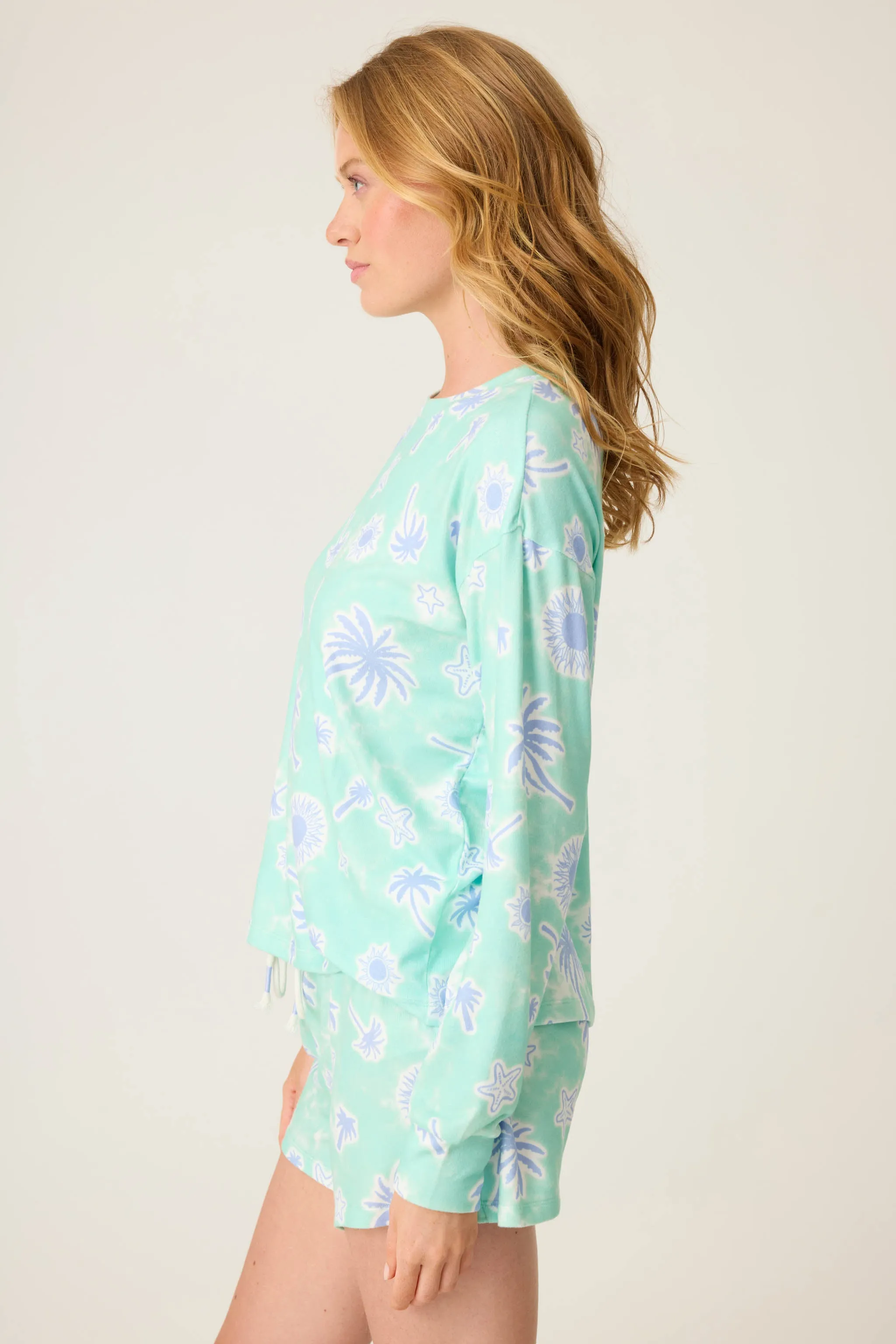 Vacay Vibes Palm Print Long Sleeve Top sold by P.J. Salvage product image thumbnail 5
