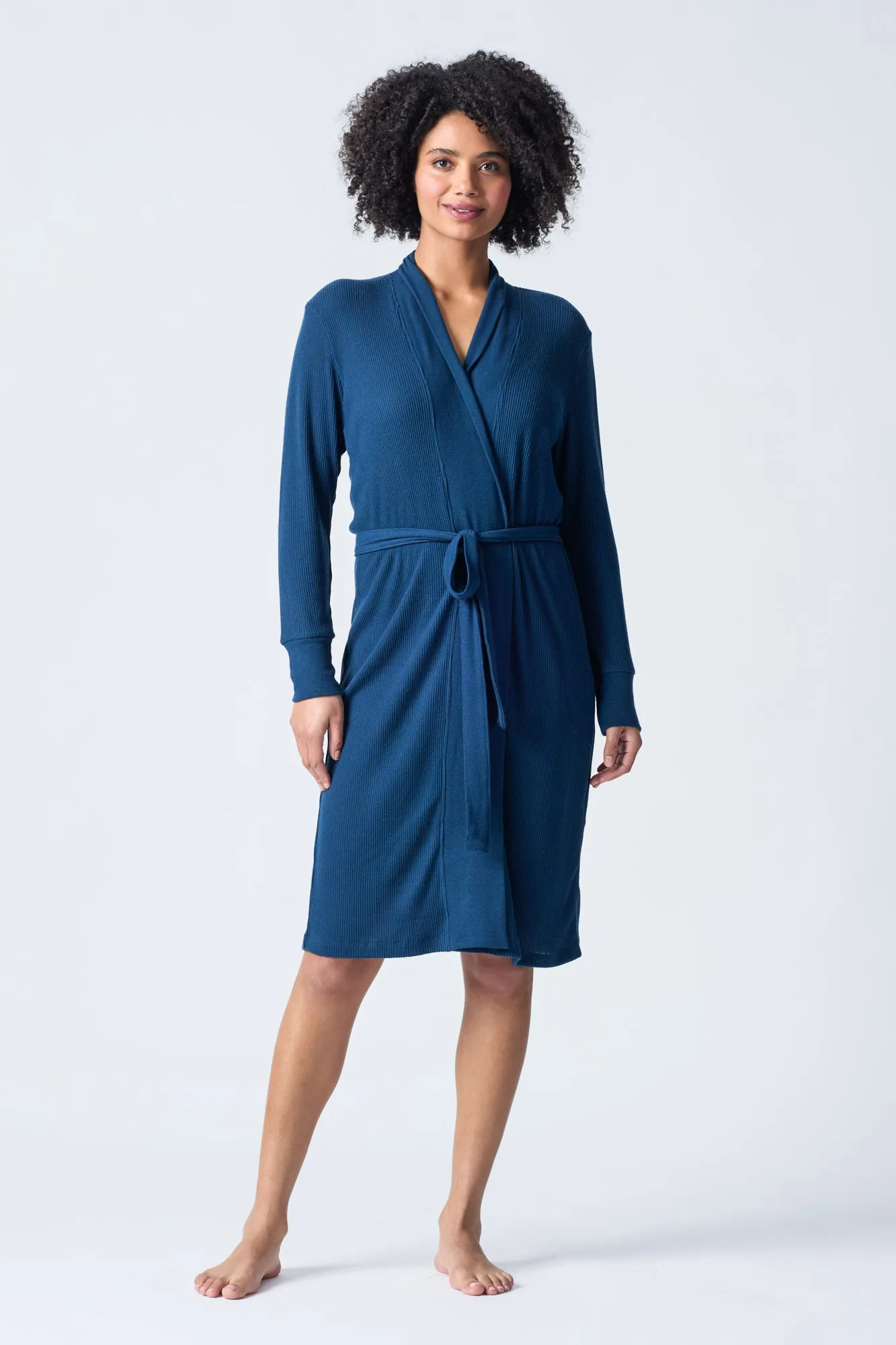 Textured Essentials Navy Robe sold by P.J. Salvage