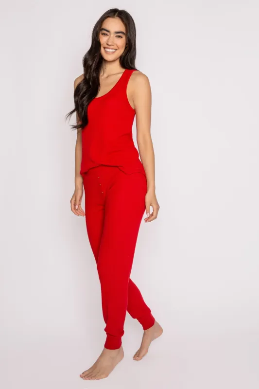 Textured Essentials Red Tank Top Lounge Set made by P.J. Salvage