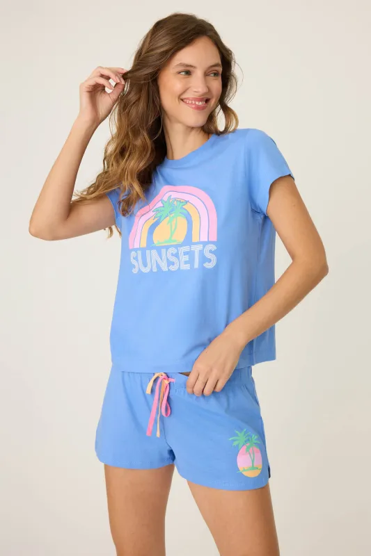 Sunsets Graphic Short Sleeve Loungewear Set sold by P.J. Salvage