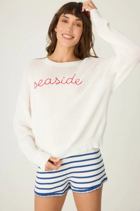 Seaside Waffle & Embroidered Sweater sold by P.J. Salvage