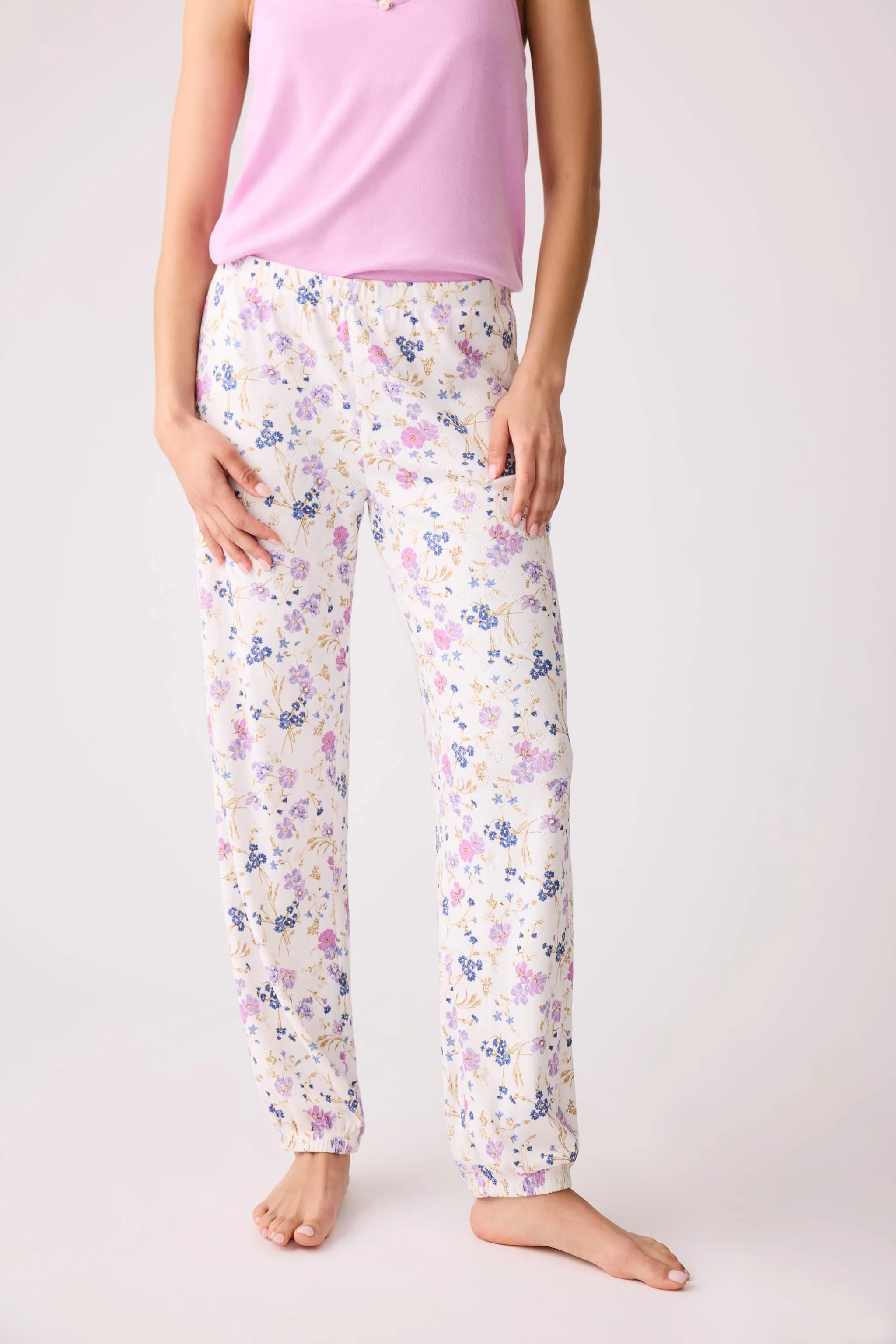 More Amour Floral Pointelle Banded Pants sold by P.J. Salvage