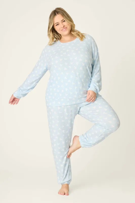 Heart Print Plus Size PJ Set made by P.J. Salvage