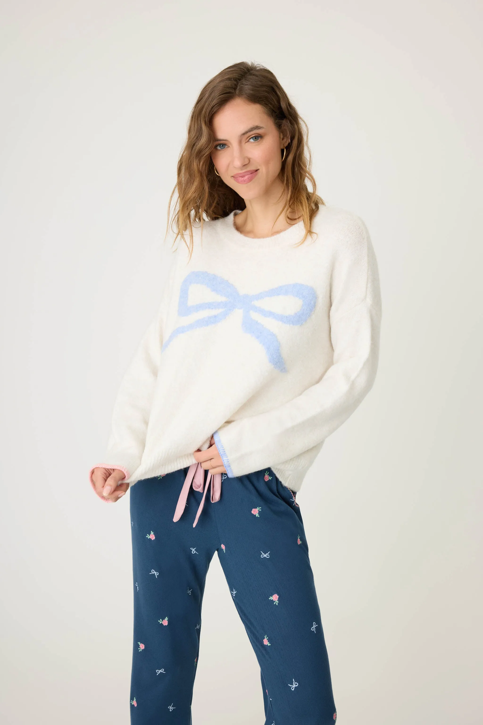 English Rose Bow Snuggle Sweater sold by P.J. Salvage