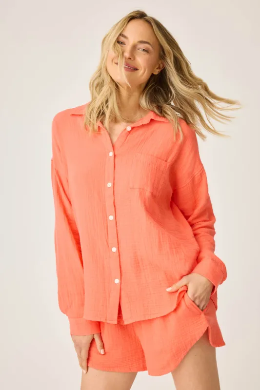 Copacabana Long Sleeve Button-Down Top sold by P.J. Salvage