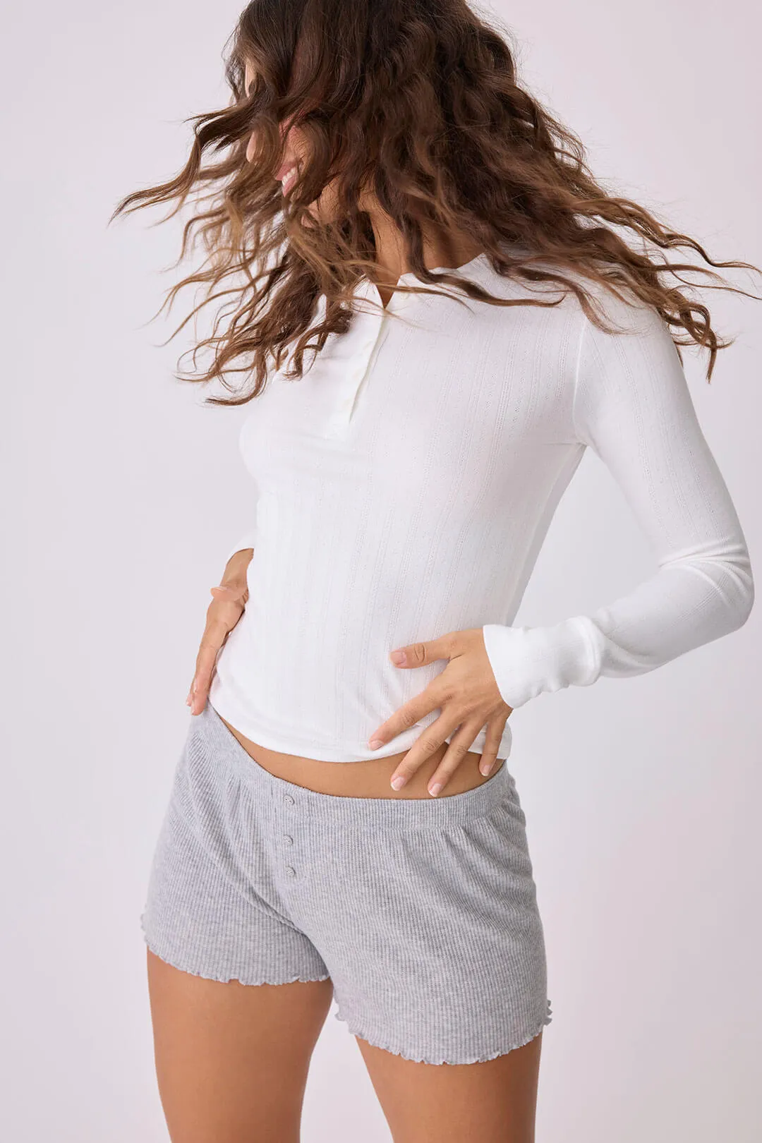 Back To Basics Pointelle Long Sleeve Top sold by P.J. Salvage product image thumbnail 3