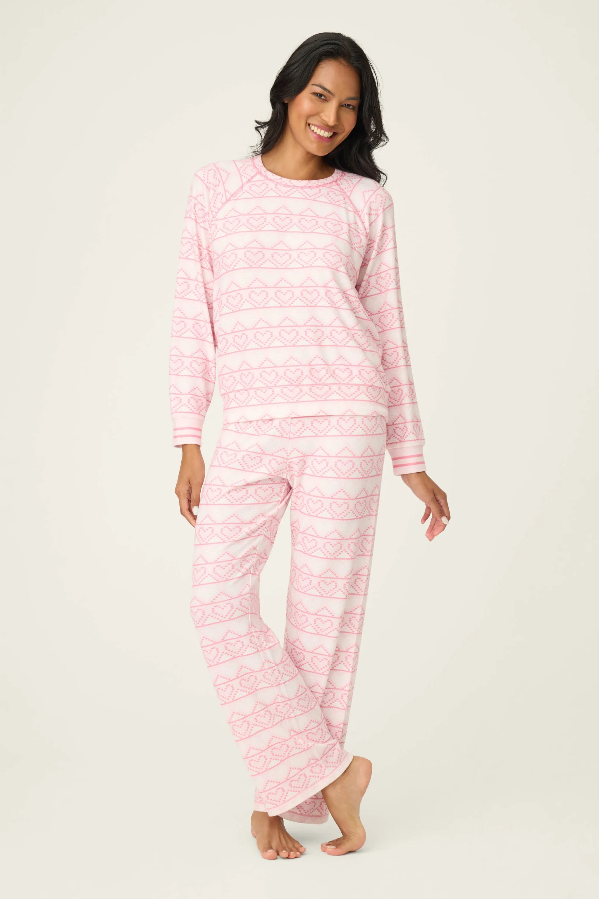 Fairisle Heart Print Peachy PJ Set sold by P.J. Salvage