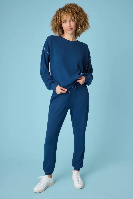 Cross Stitch Casuals Navy Lounge Set made by P.J. Salvage