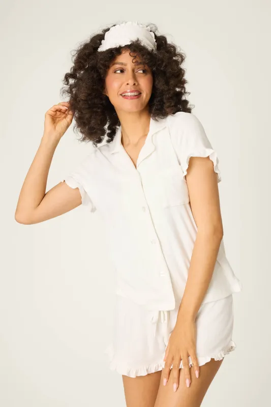 Pointelle Essentials Ivory 3-Piece Shorts Set sold by P.J. Salvage