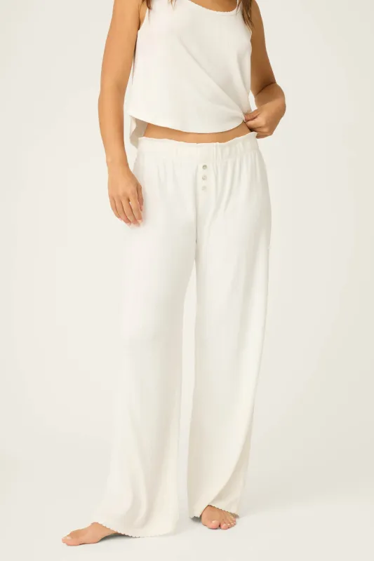 Pointelle Essentials Ivory Open Leg Pants sold by P.J. Salvage