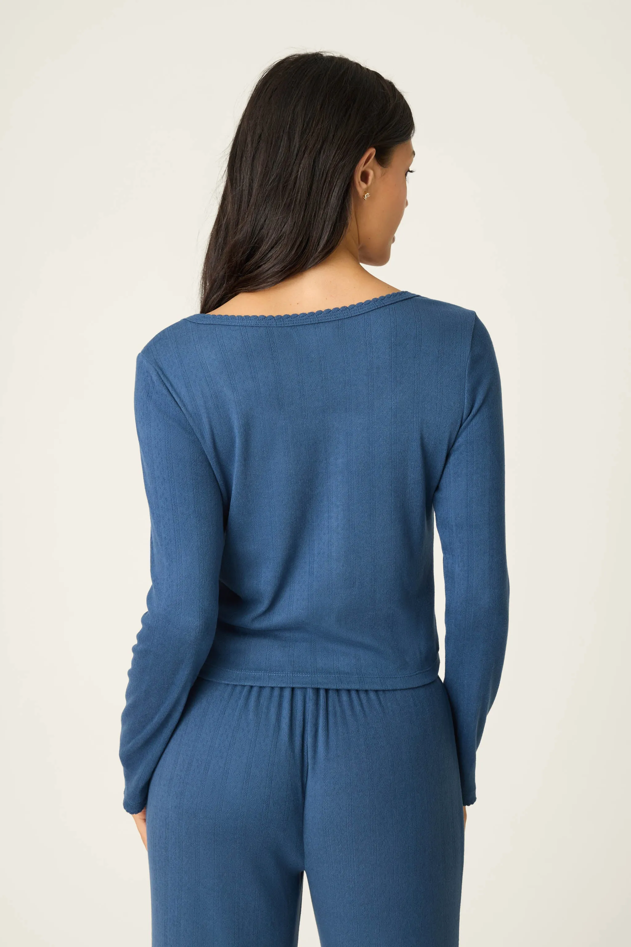 Pointelle Essentials Deep Sea Cardigan sold by P.J. Salvage product image thumbnail 2