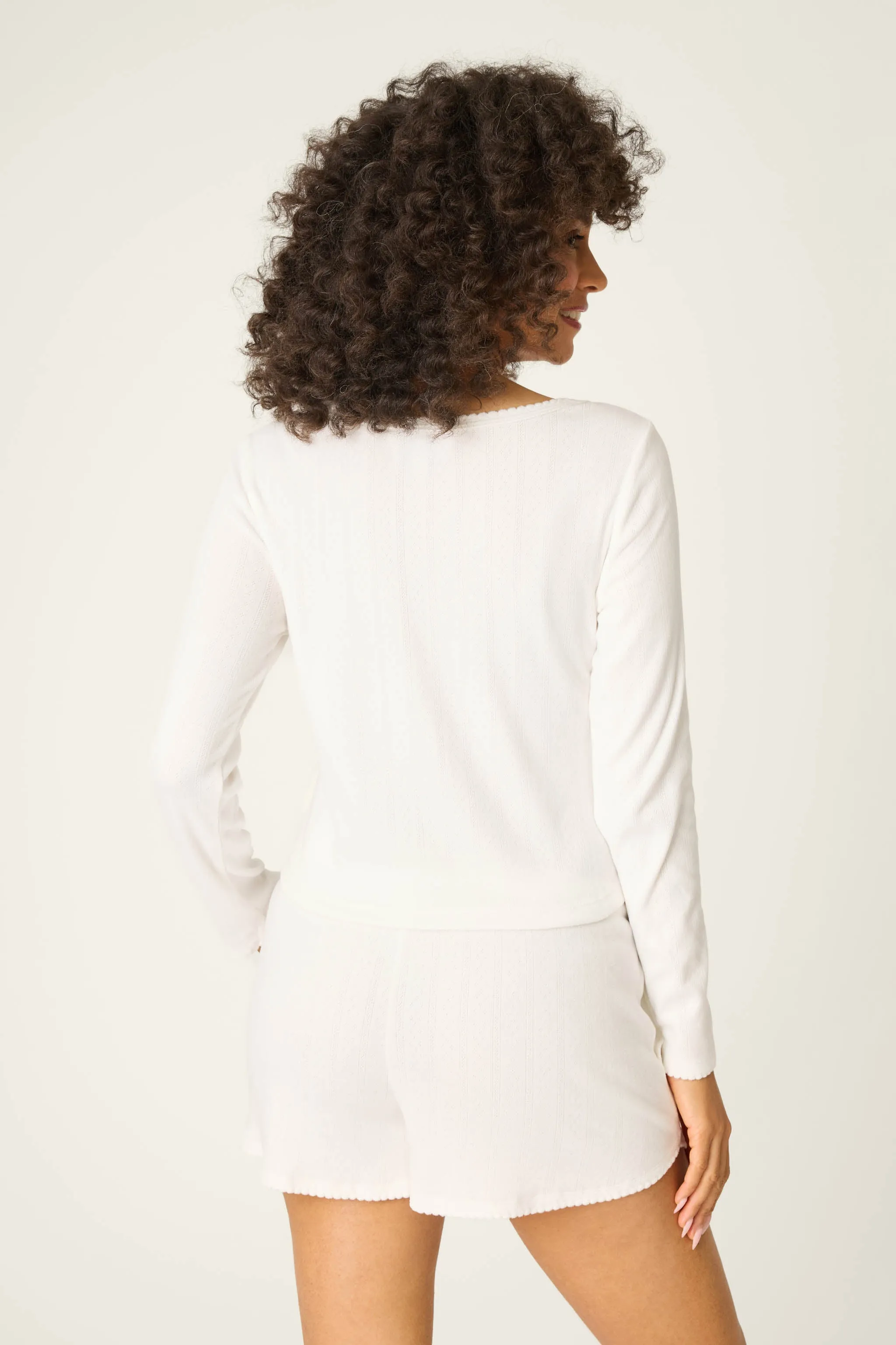 Pointelle Essentials Ivory Cardigan sold by P.J. Salvage product image thumbnail 2