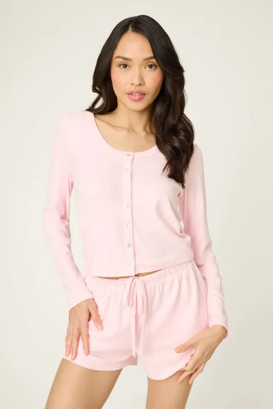 Pointelle Essentials Ballet Pink Cardigan made by P.J. Salvage