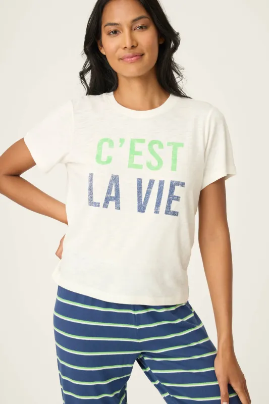 C'est La Vie Graphic Print Short Sleeve Top made by P.J. Salvage