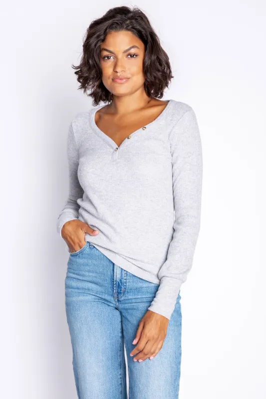 Textured Essentials Heather Grey Long Sleeve Top made by P.J. Salvage