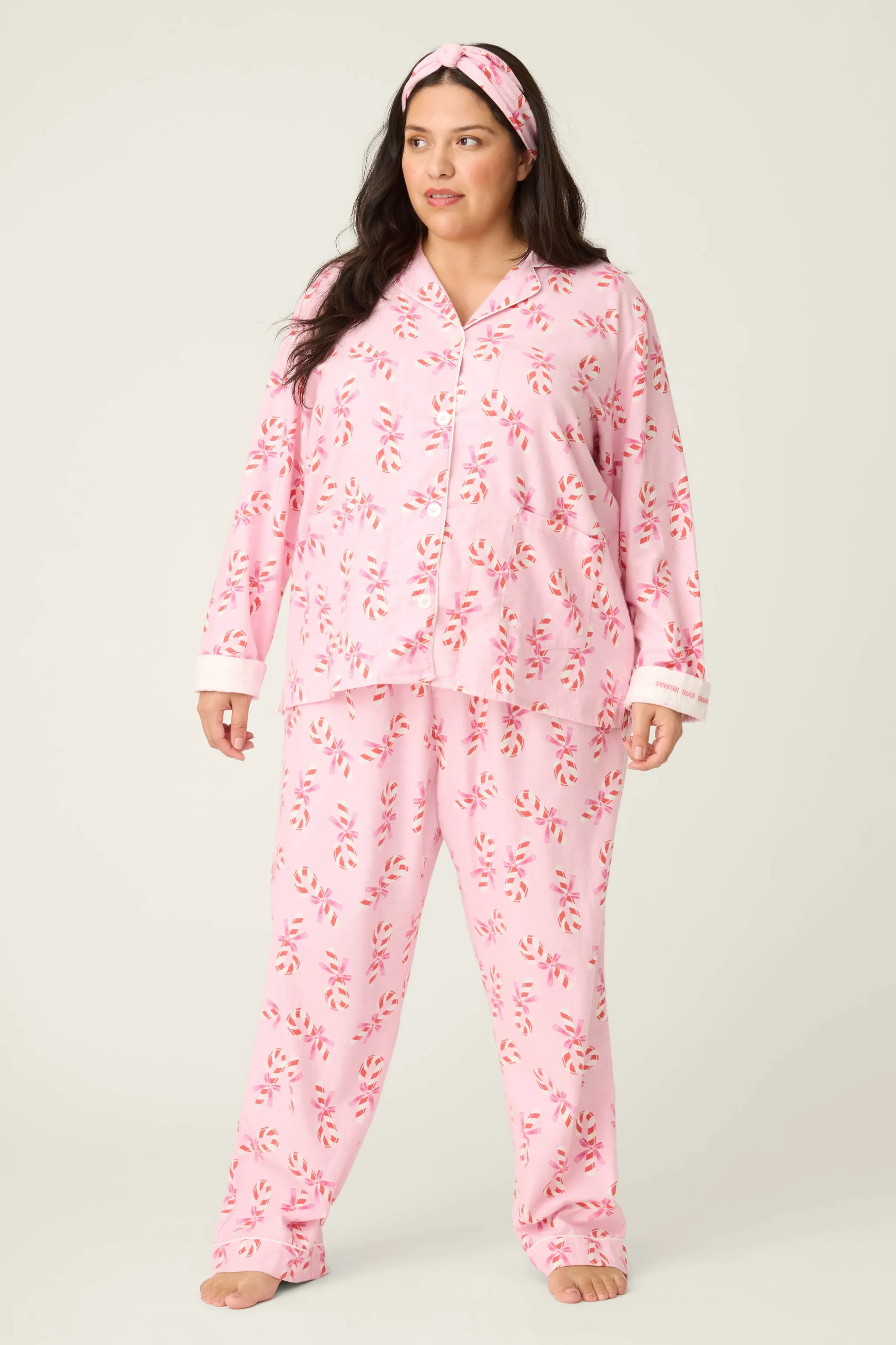 Sweeter Than Sugar 3-Piece Candy Cane Print Plus Size Flannel PJ Set sold by P.J. Salvage product image thumbnail 3