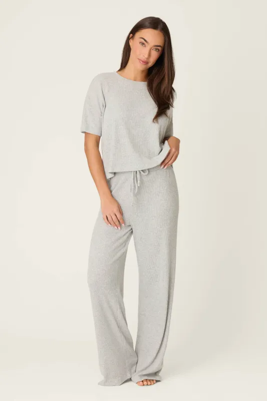 Textured Essentials Heather Grey Long PJ Set sold by P.J. Salvage