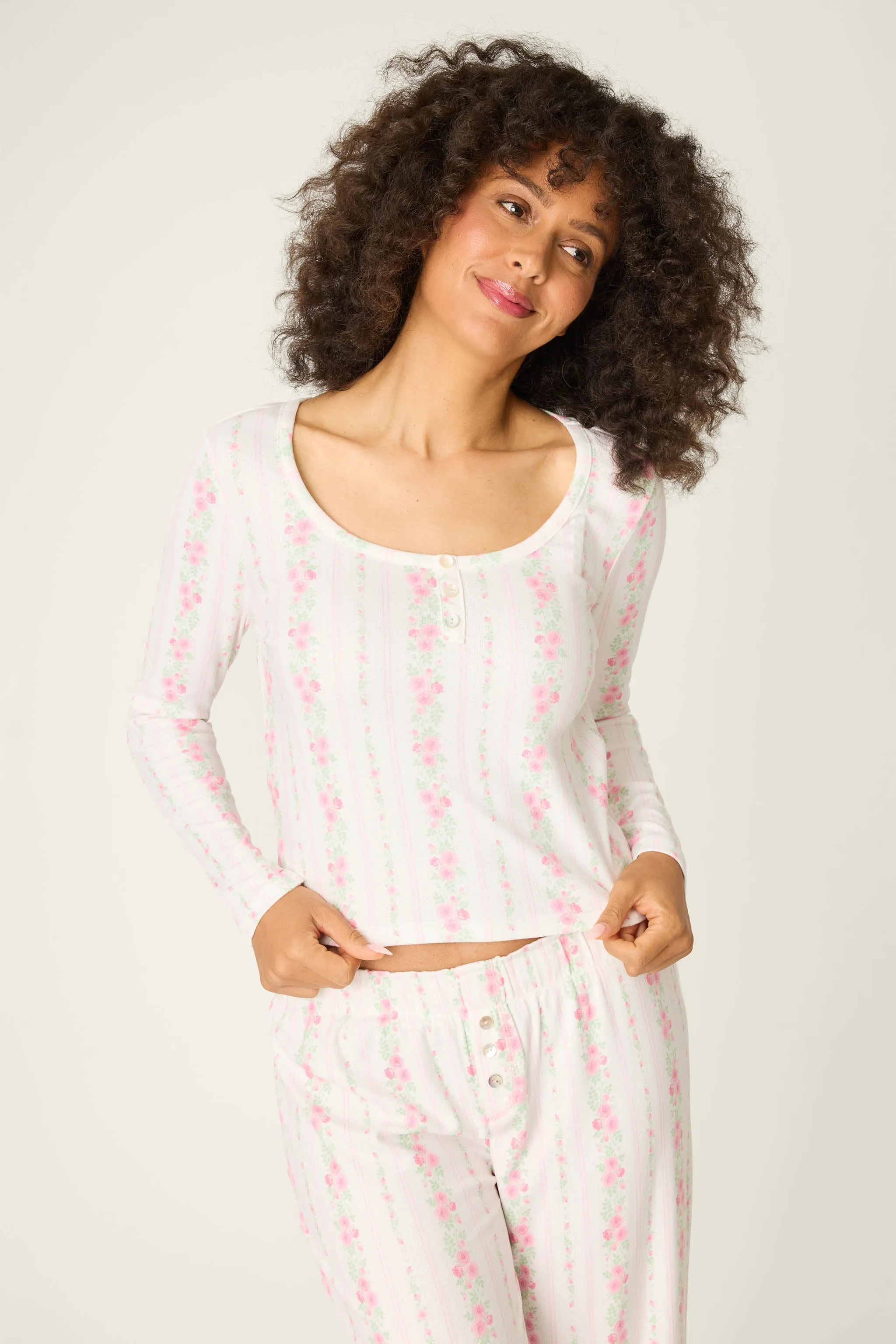 Roses Are Pink Petal Dream Pointelle PJ Set sold by P.J. Salvage product image thumbnail 4