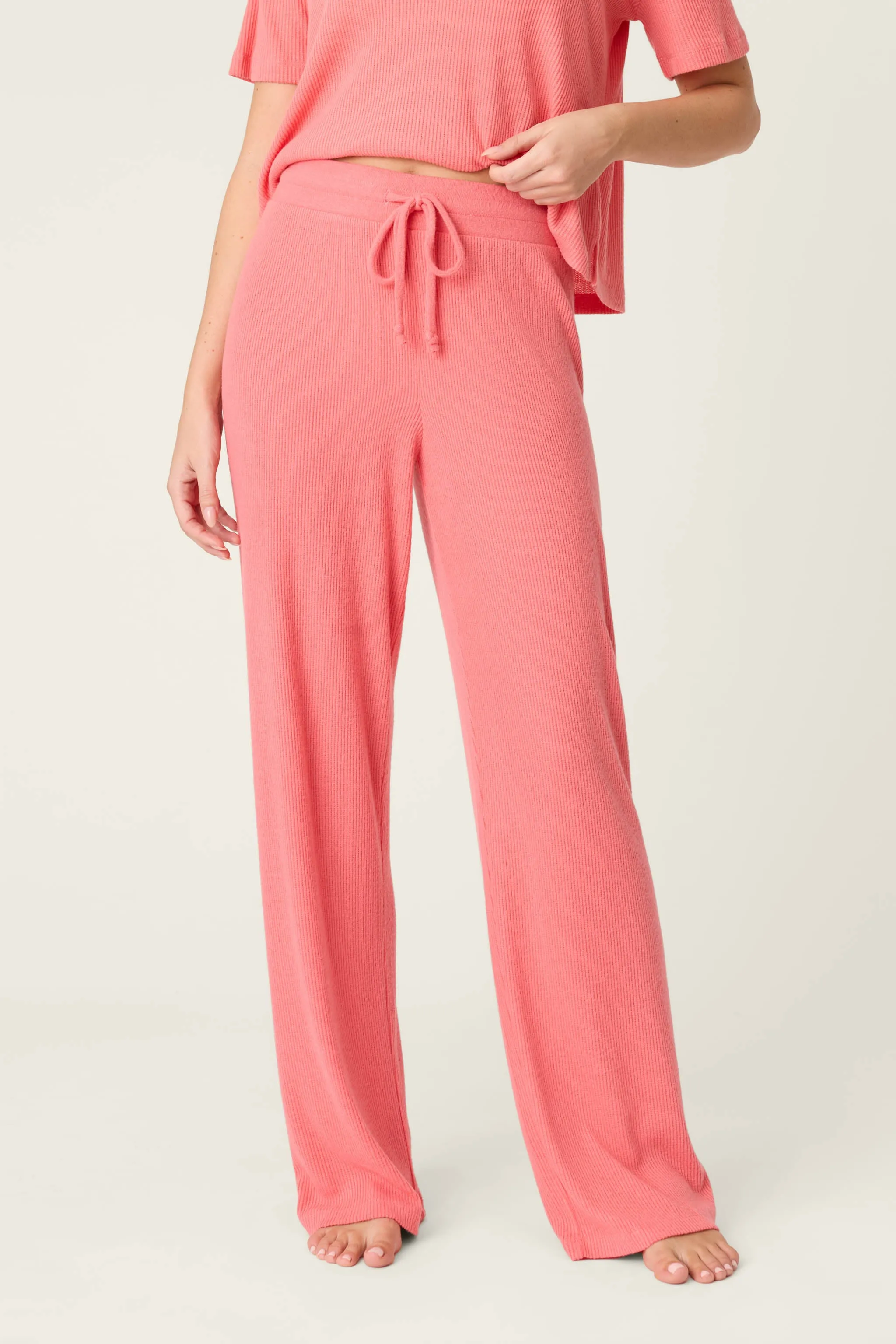 Textured Essentials Sunset Rose Open Leg Pants sold by P.J. Salvage