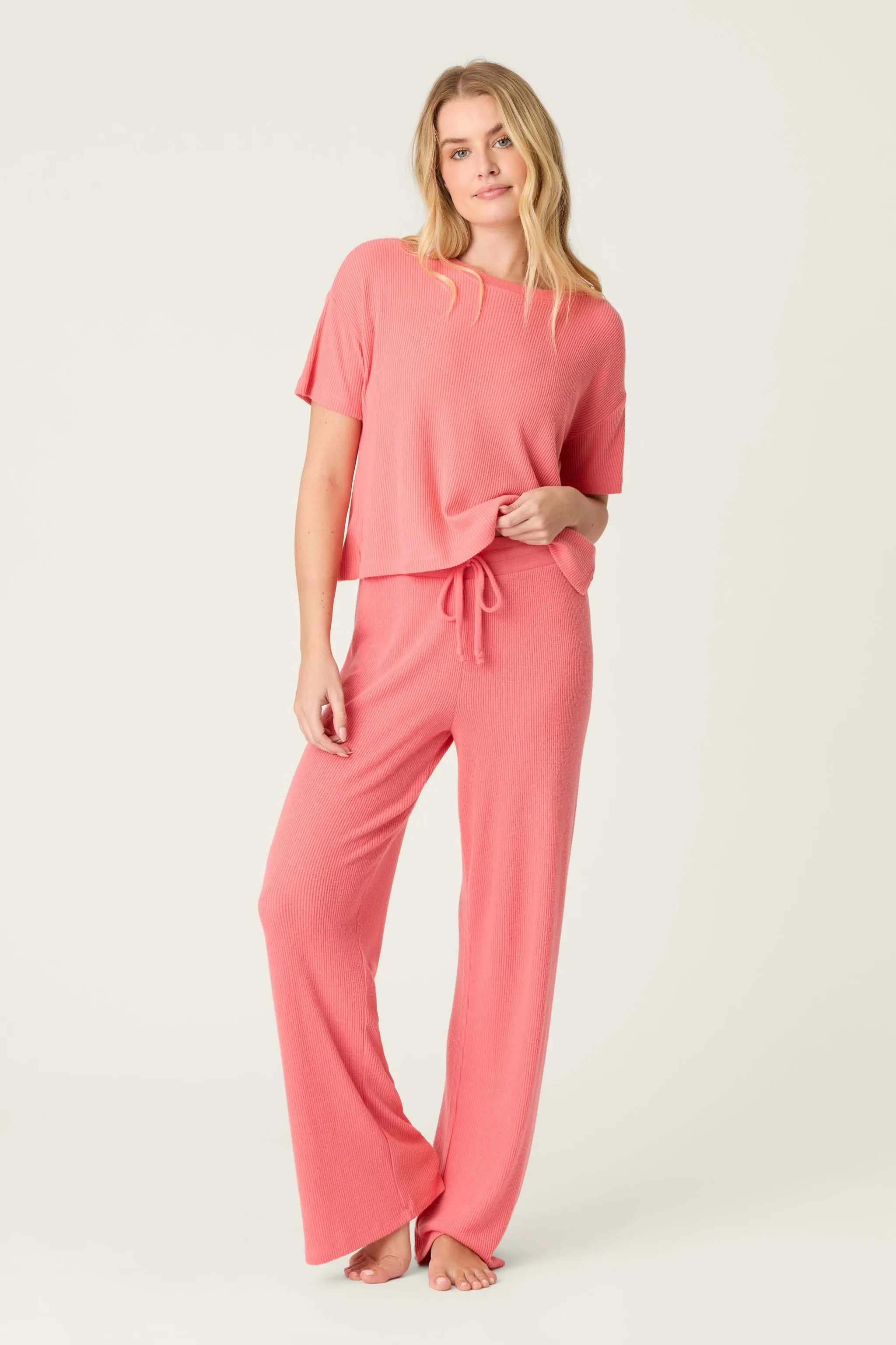 Textured Essentials Sunset Rose Open Leg Pants sold by P.J. Salvage product image thumbnail 3