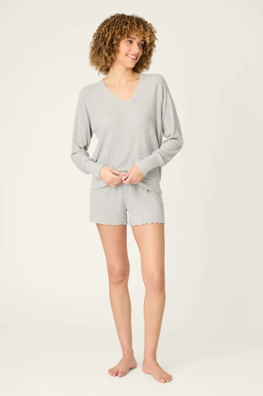 Textured Essentials Heather Grey Short Lounge Set sold by P.J. Salvage