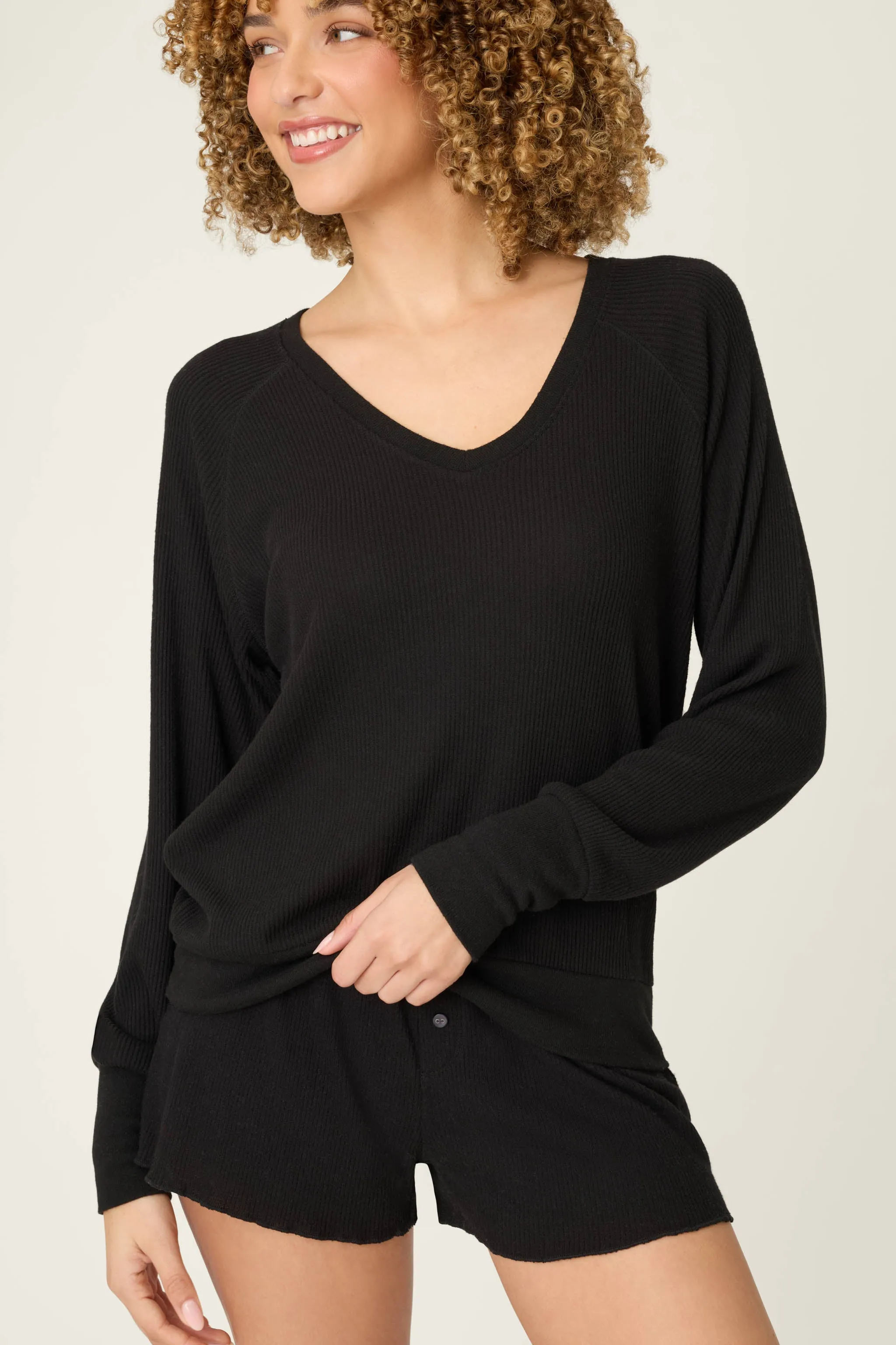 Textured Essentials Black Short Lounge Set sold by P.J. Salvage product image thumbnail 4