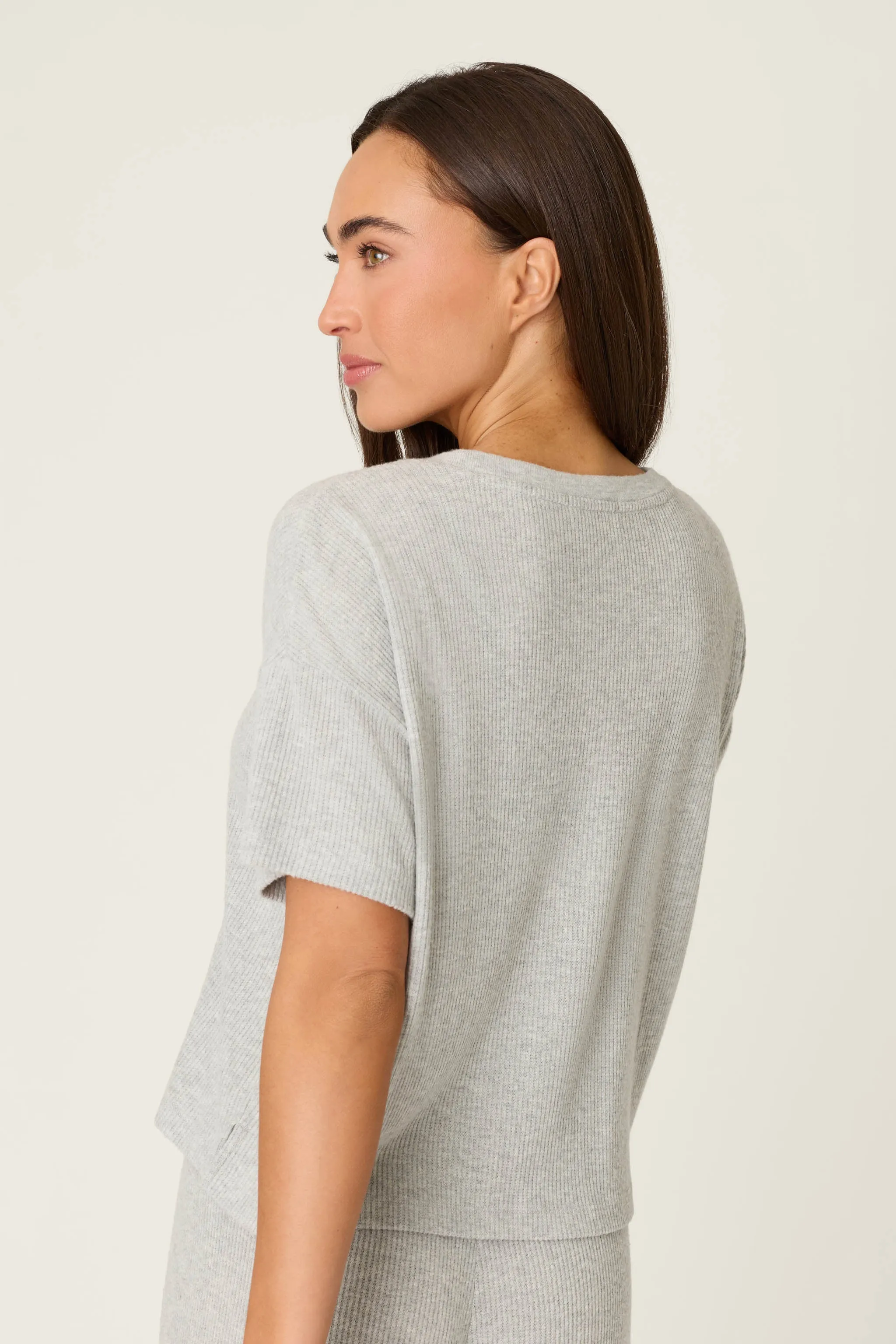 Textured Essentials Heather Grey Short Sleeve Top sold by P.J. Salvage product image thumbnail 2