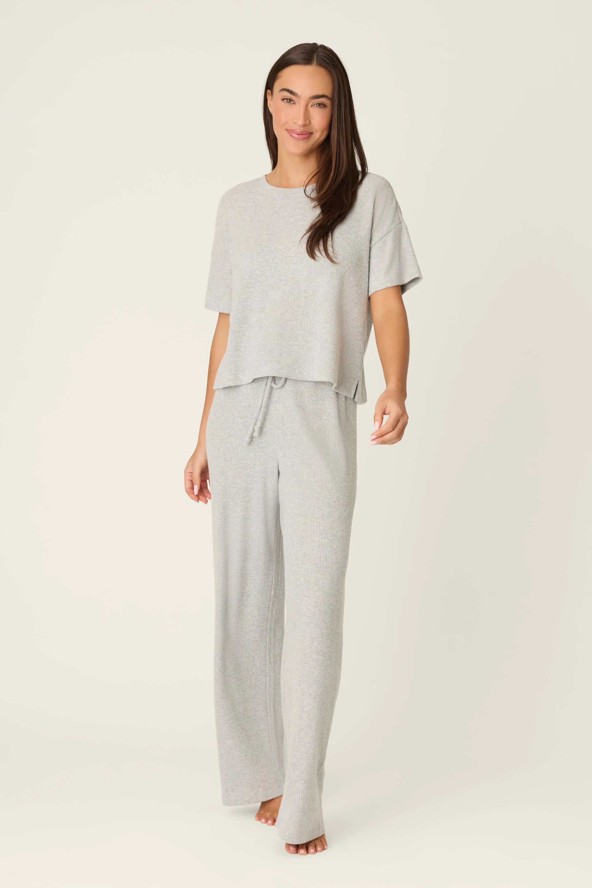 Textured Essentials Heather Grey Short Sleeve Top sold by P.J. Salvage product image thumbnail 3