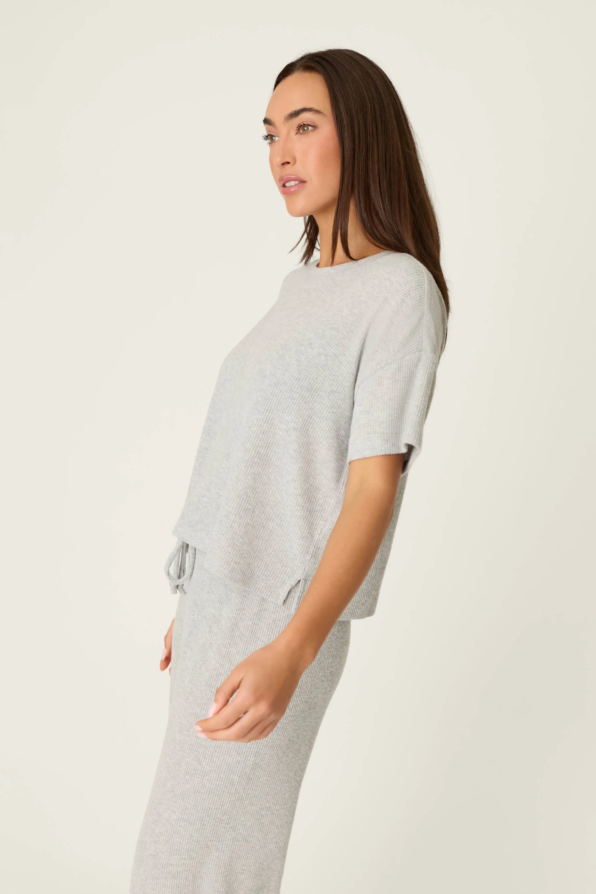 Textured Essentials Heather Grey Short Sleeve Top sold by P.J. Salvage product image thumbnail 4