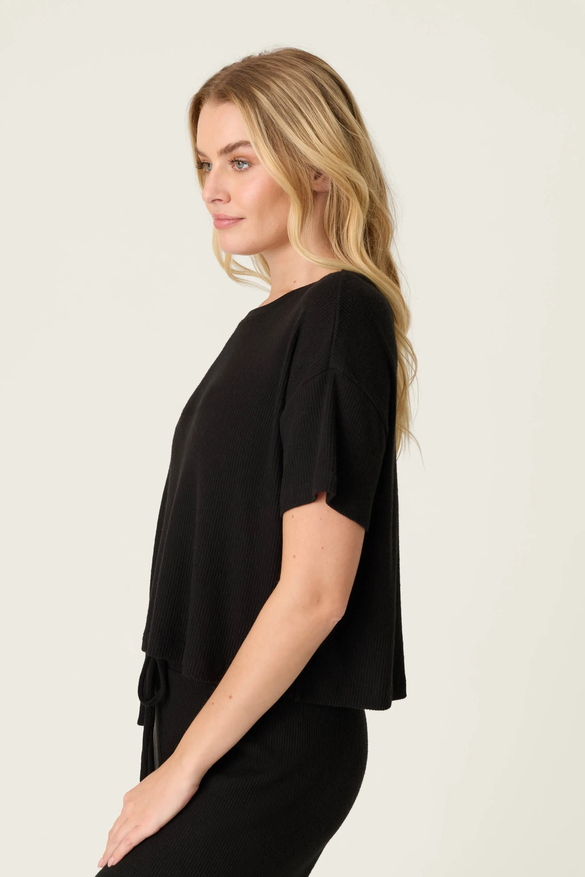 Textured Essentials Black Short Sleeve Top sold by P.J. Salvage product image thumbnail 4