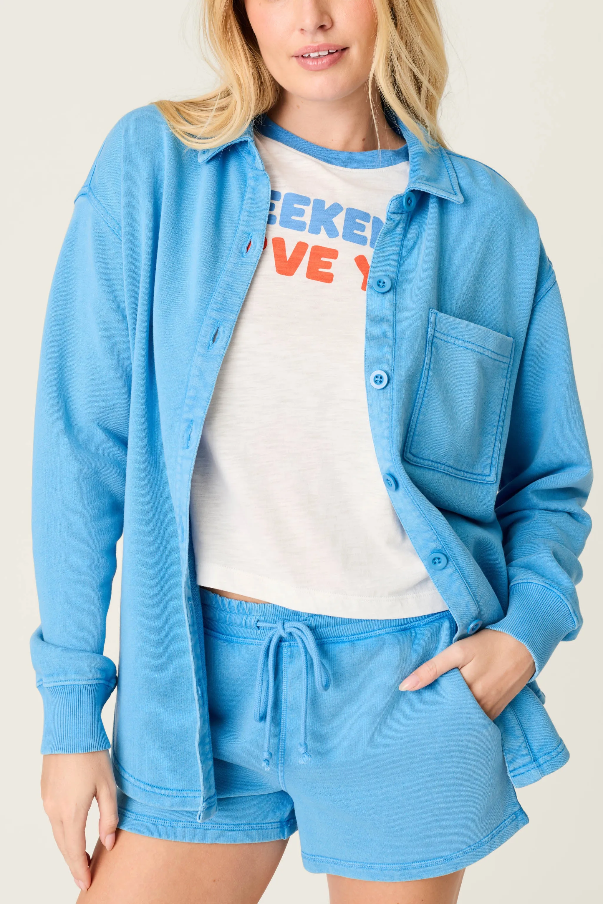 Washed Away Marine Blue Shirt Jacket sold by P.J. Salvage product image thumbnail 5