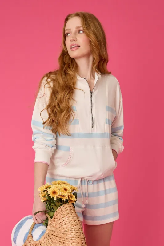 Pupcation Palms Ocean Stripe Half-Zip Pullover Sweater made by P.J. Salvage