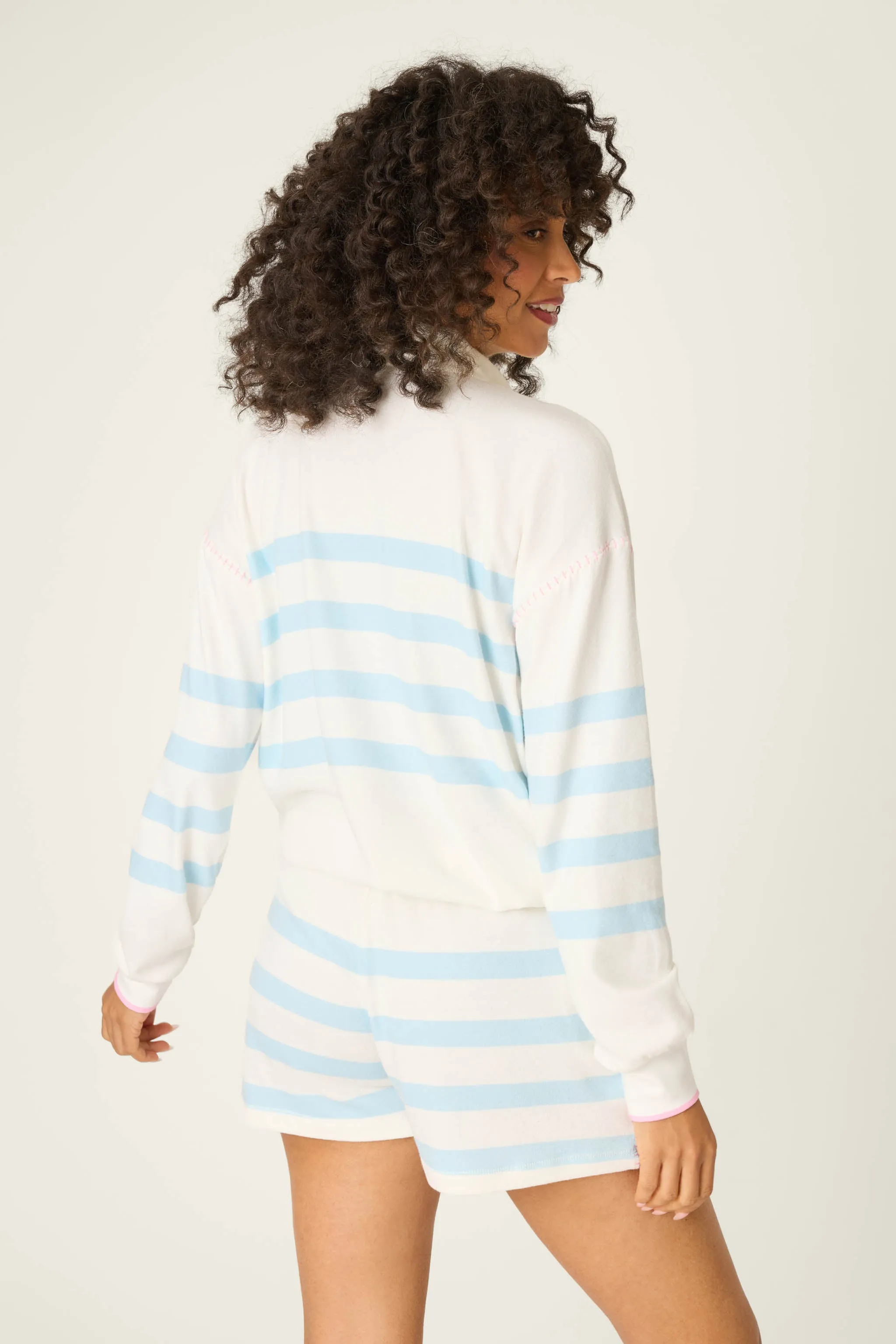 Pupcation Palms Ocean Stripe Half-Zip Pullover Sweater sold by P.J. Salvage product image thumbnail 3